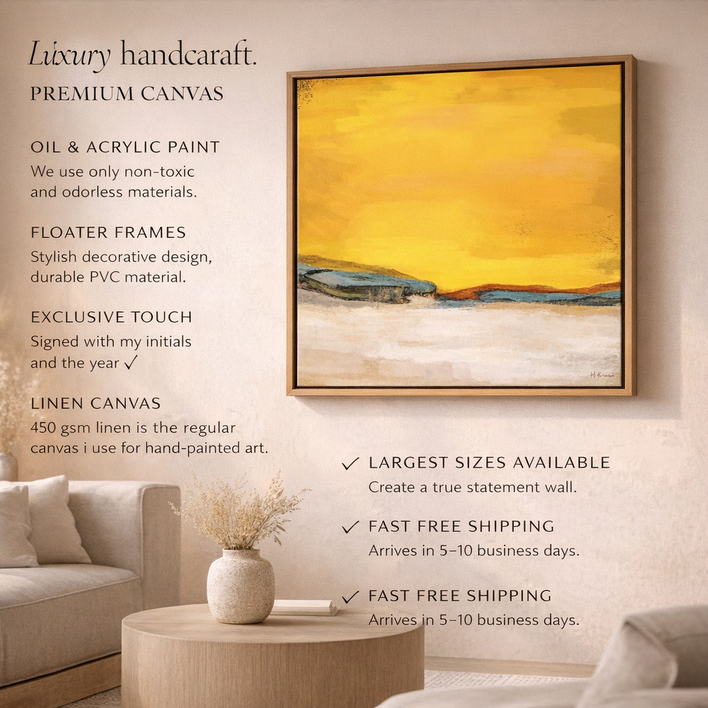 Original Yellow Abstract Landscape Painting