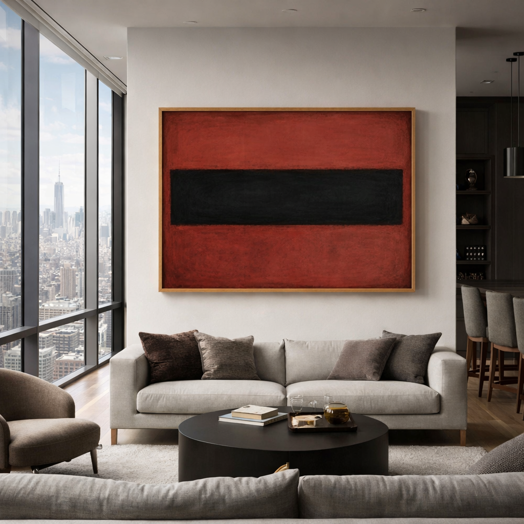 Red Black Color Field Original Painting