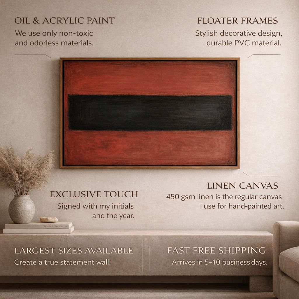 Red Black Color Field Original Painting