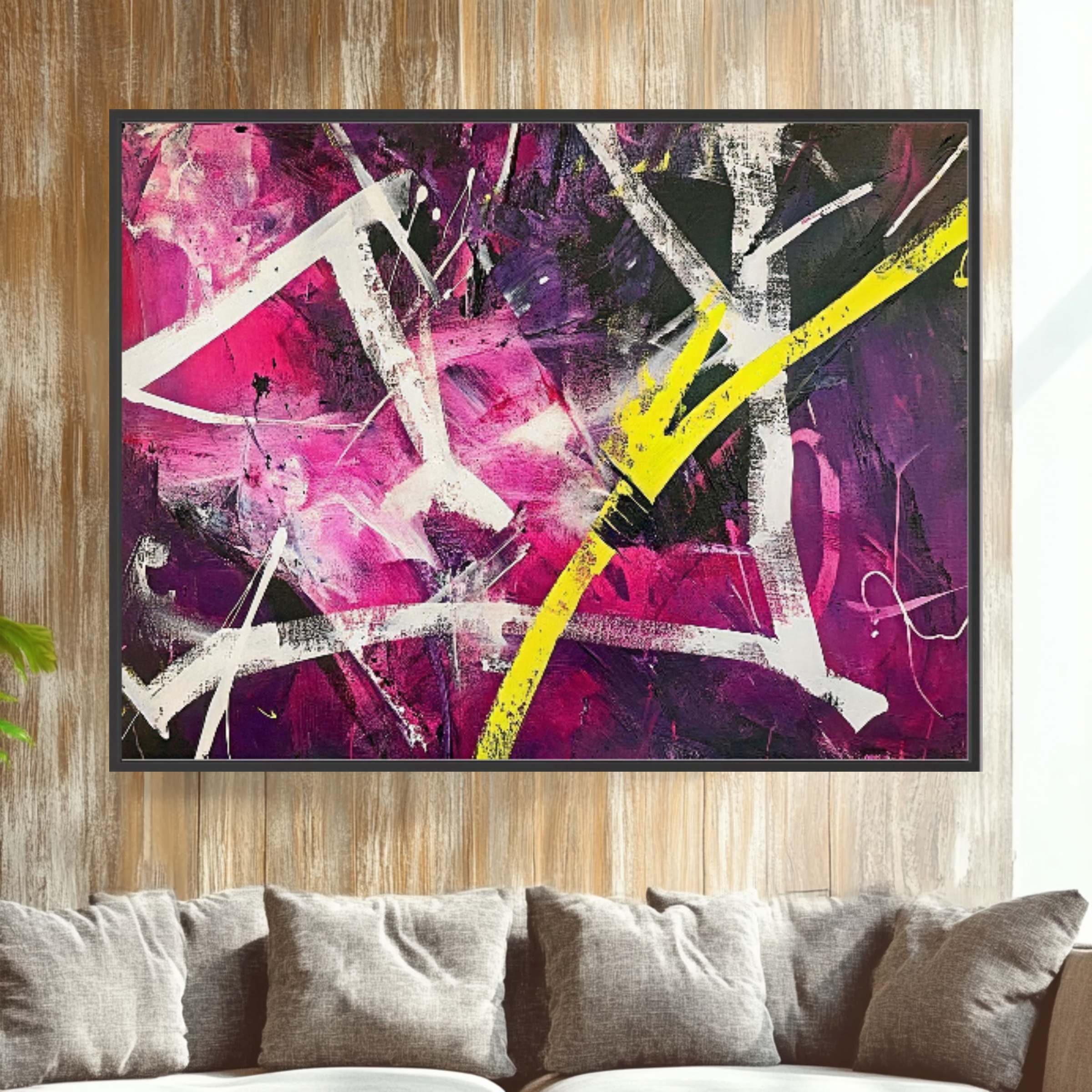 Canvas Print: "Electric Chaos Burst" - Modern Abstract Expressionist Wall Art - Chiara Rossetti