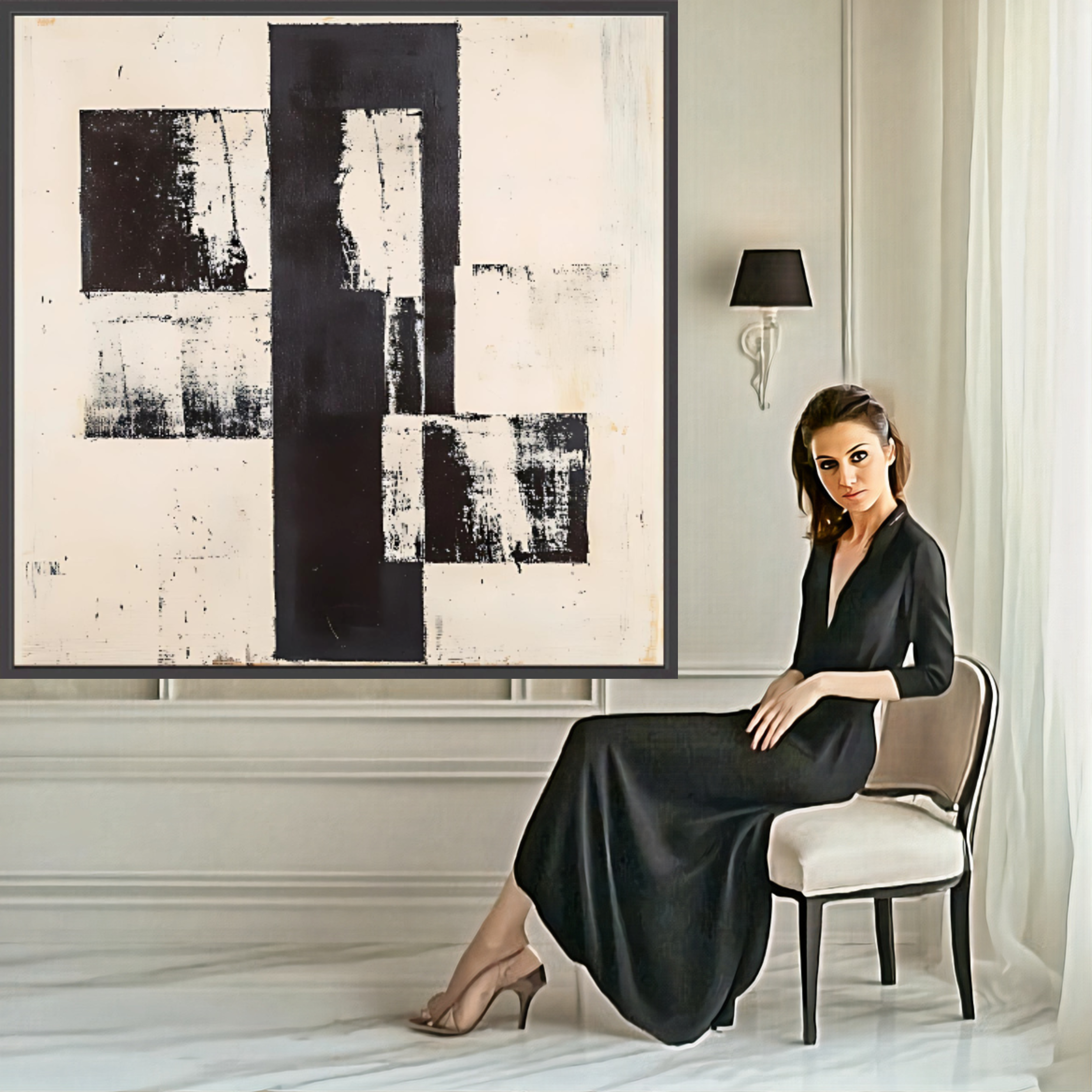 Canvas Print: "Monochrome Structure" – Minimalist Black & White Abstract Art - Chiara Rossetti
