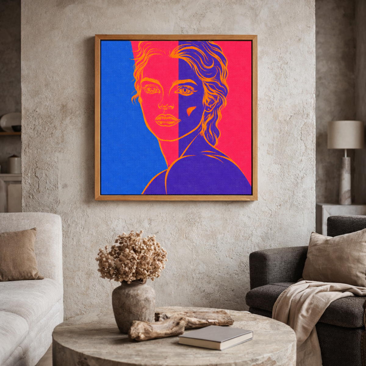 Pop Art Prints for Living Room - Neon Muse Portrait
