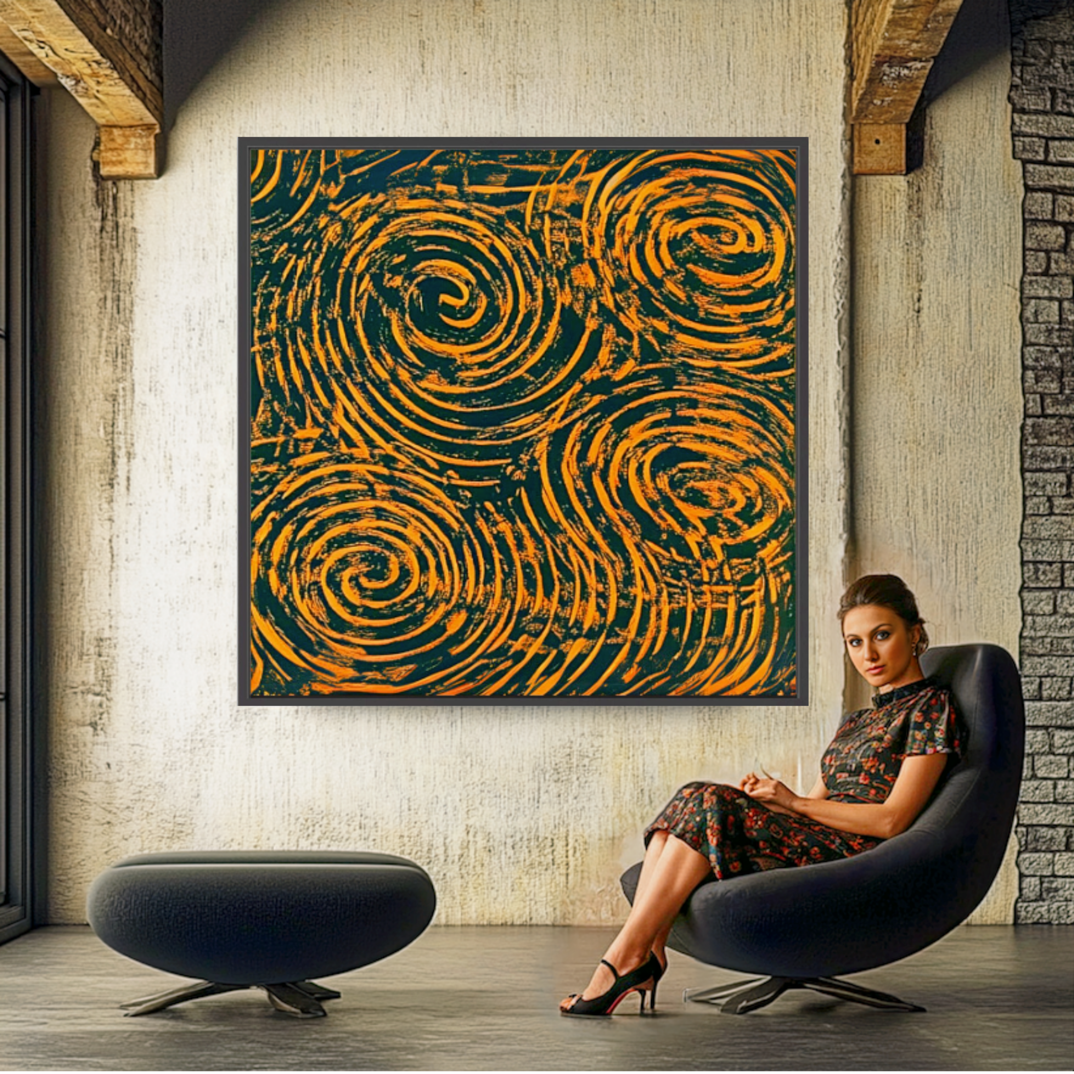 Canvas Print : Swirling Ember - Abstract Spiral Wall Art Canvas-Chiara Rossetti