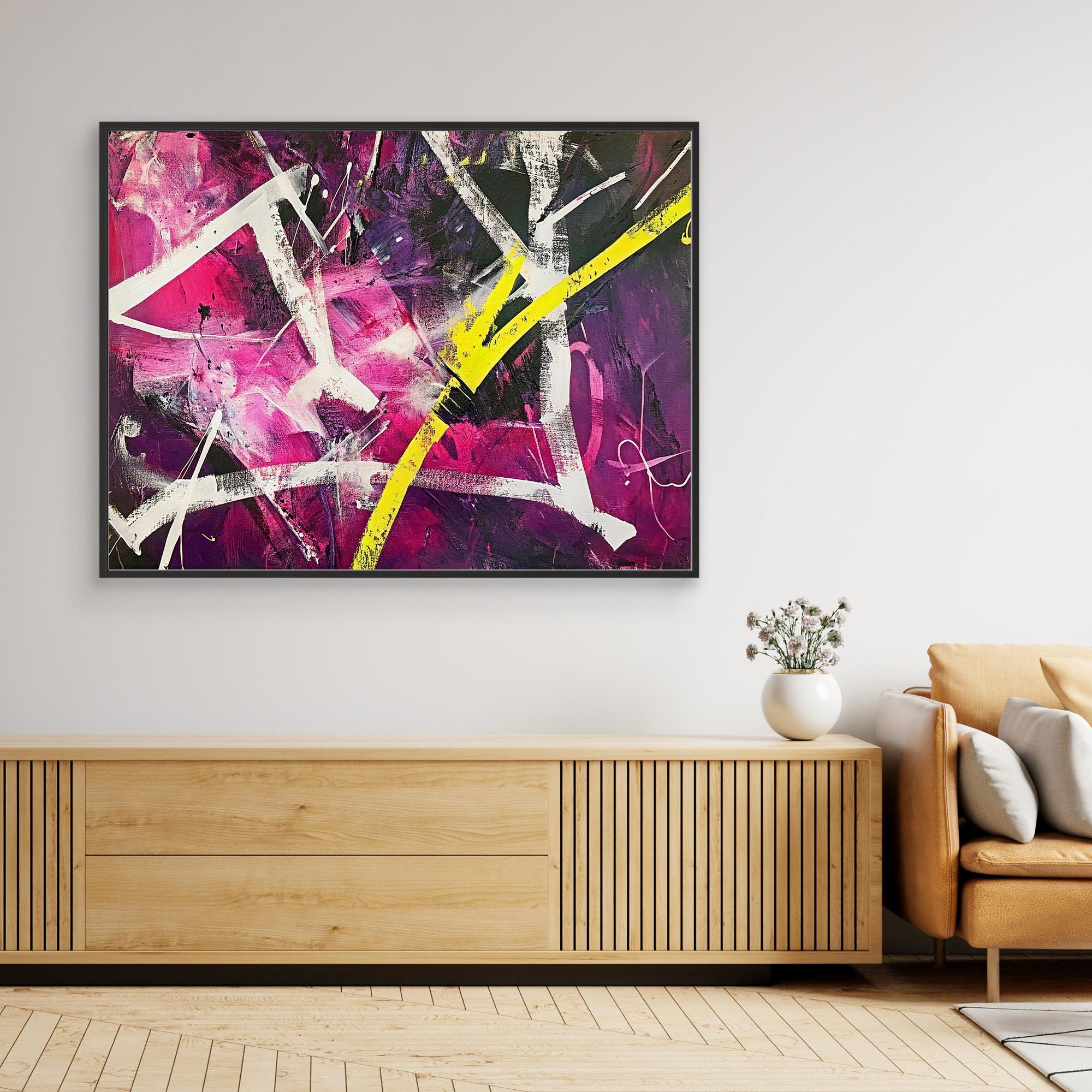 Canvas Print: "Electric Chaos Burst" - Modern Abstract Expressionist Wall Art