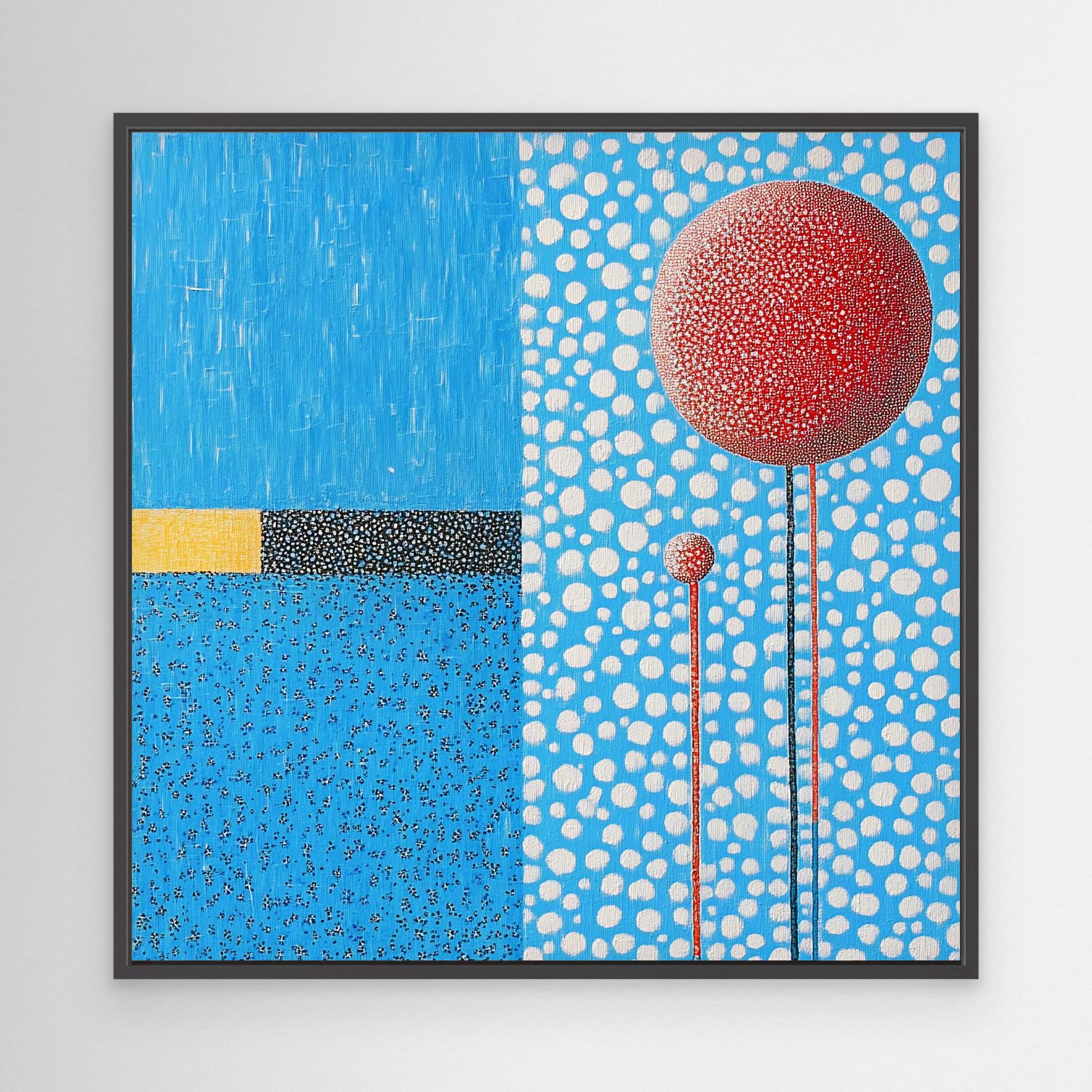 Canvas Print : Polka Sky - Blue Abstract Wall Art with Red Accents