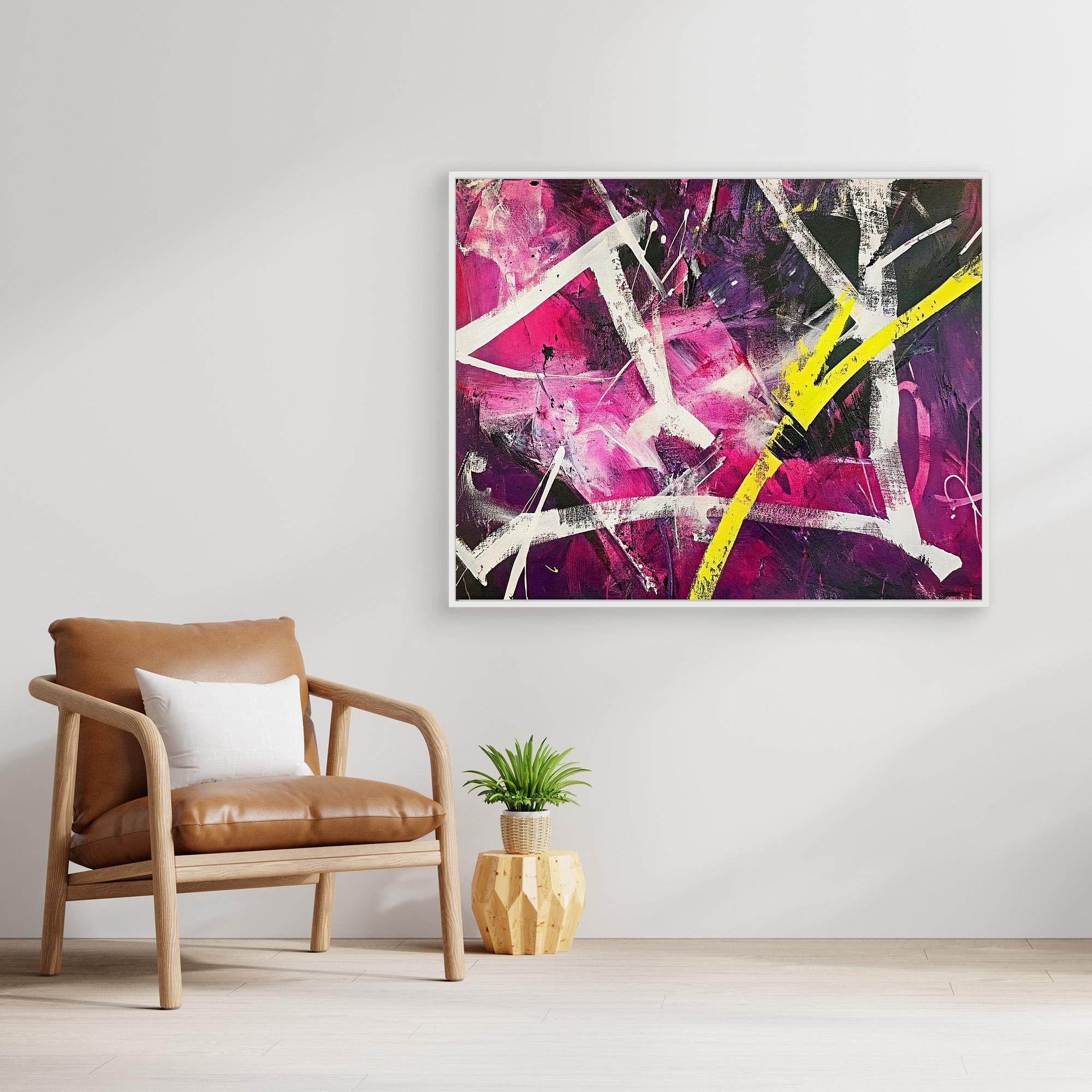 Canvas Print: "Electric Chaos Burst" - Modern Abstract Expressionist Wall Art