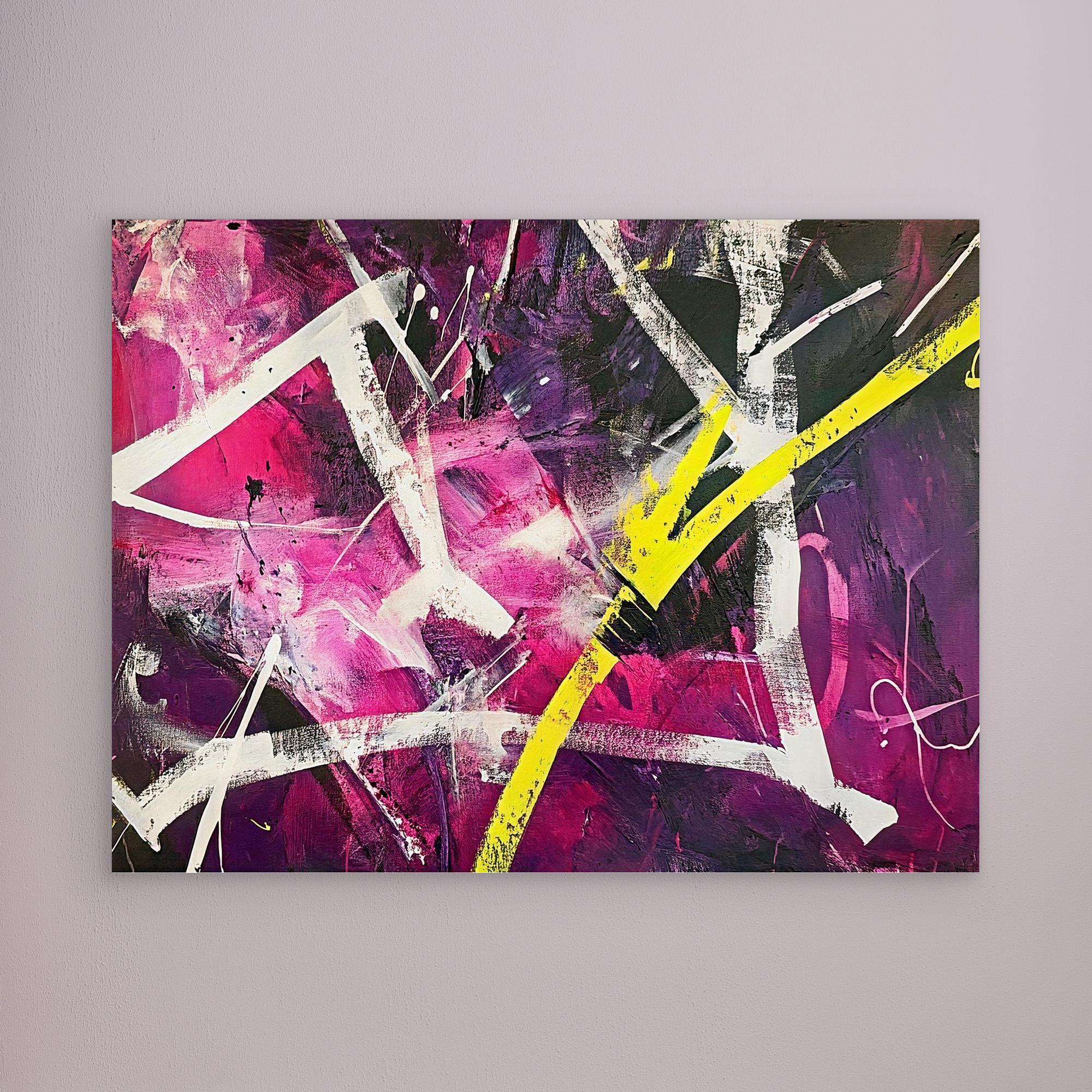 Canvas Print: "Electric Chaos Burst" - Modern Abstract Expressionist Wall Art