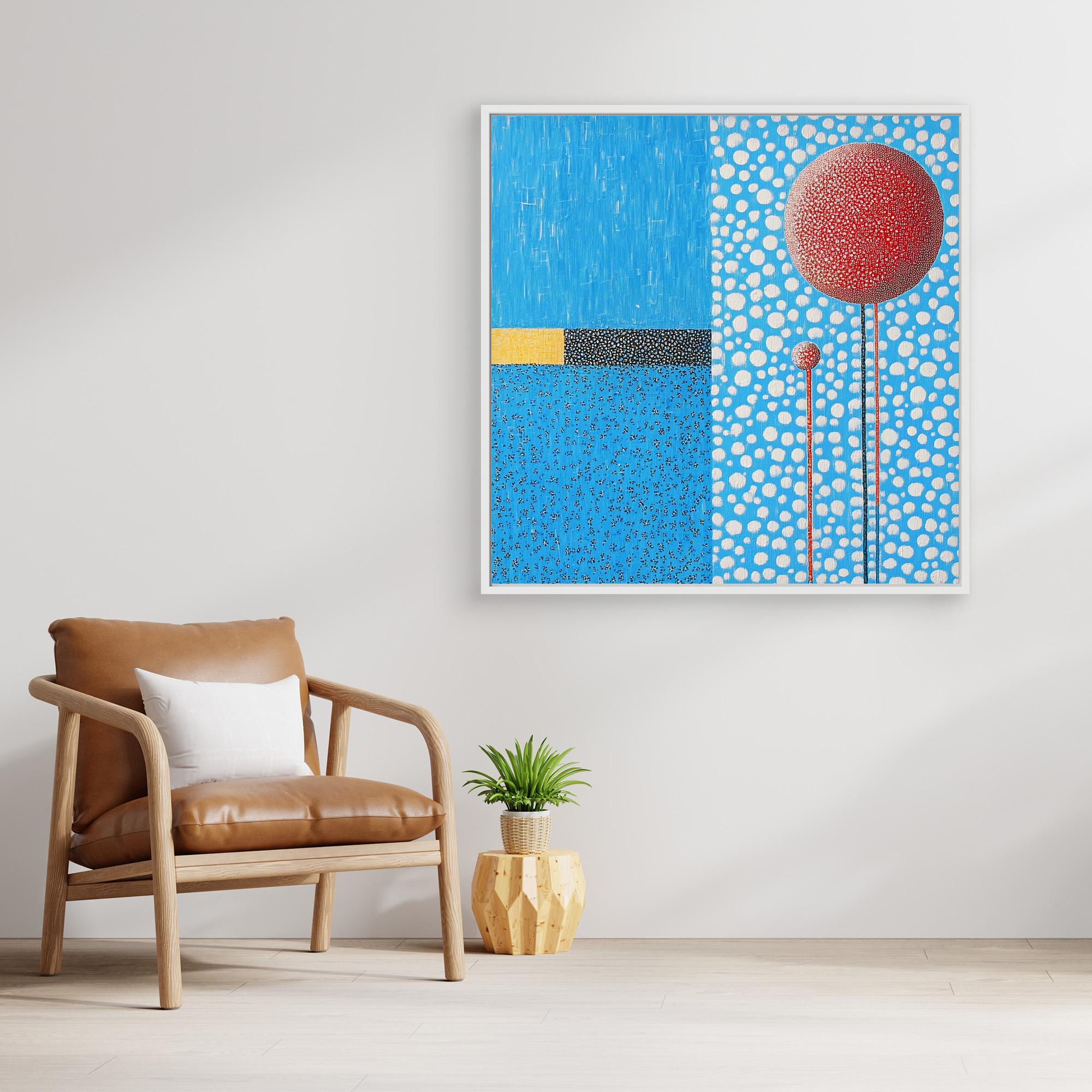Canvas Print : Polka Sky - Blue Abstract Wall Art with Red Accents