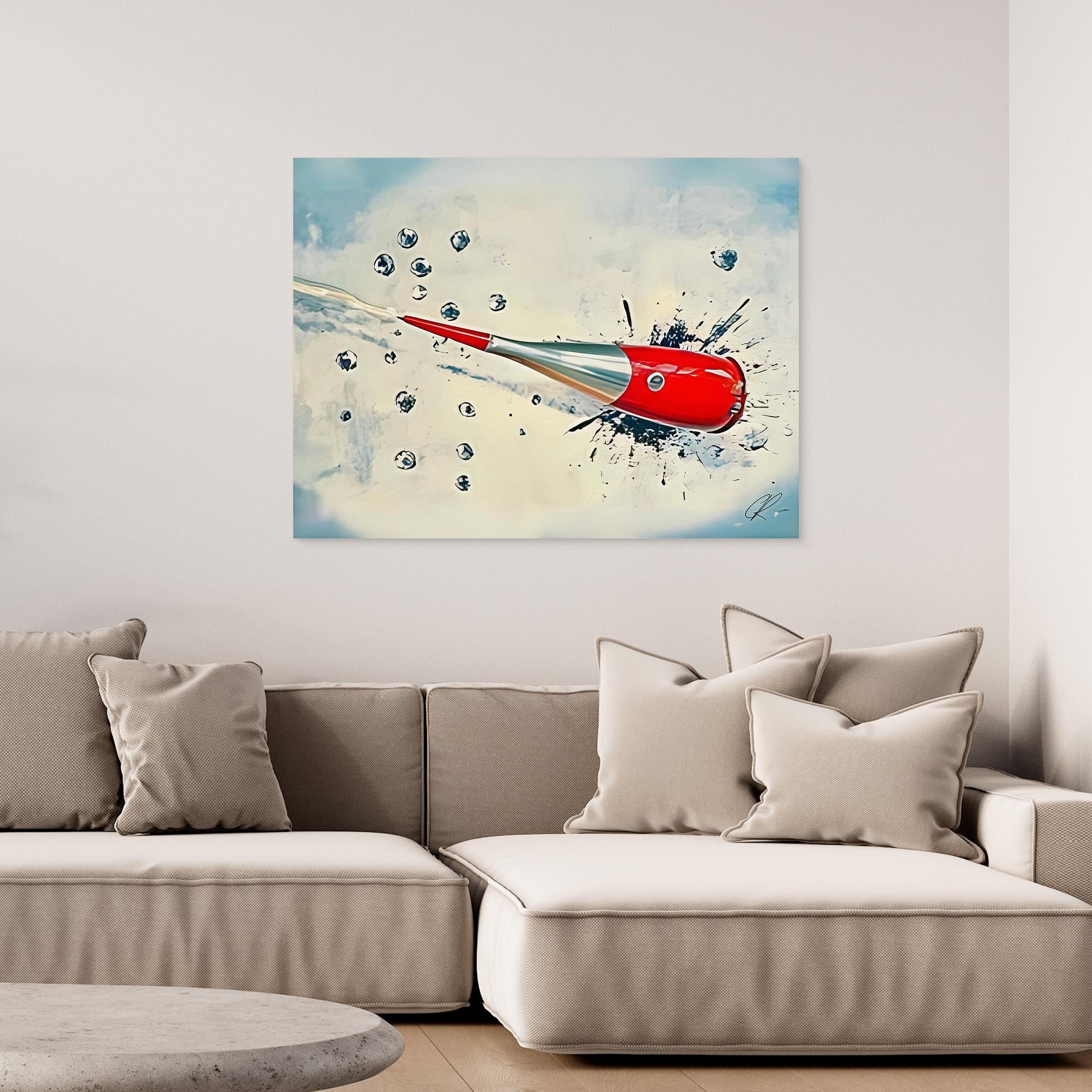 Canvas Print: Sonic Splash Drive – Abstract Retro Rocket Art