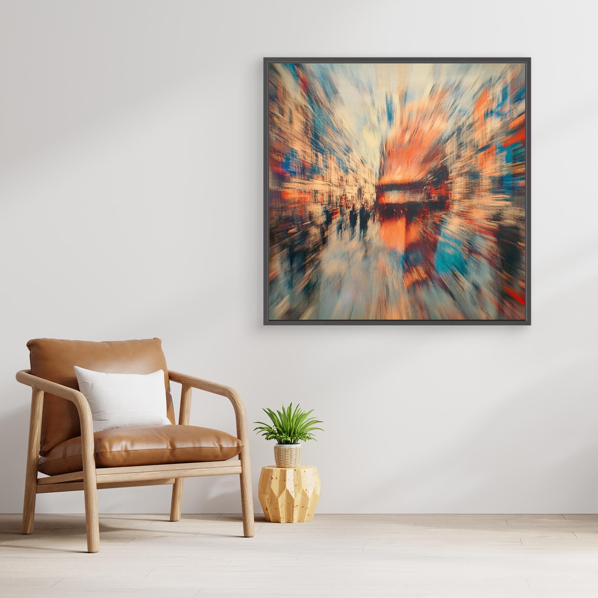 Canvas Print : Abstract Urban Motion Canvas Art - Vibrant Cityscape Blur