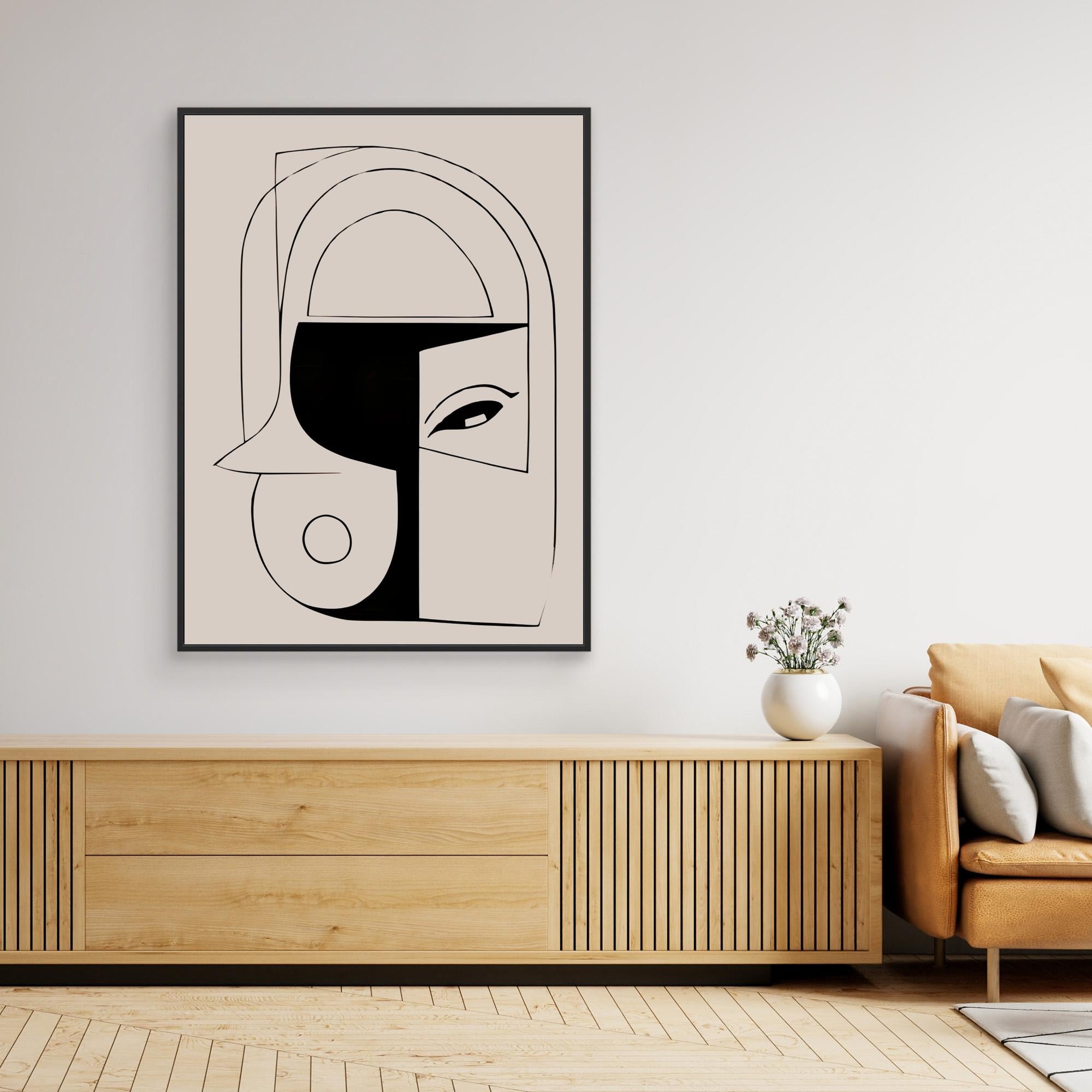 Canvas Print: Abstract Face Harmony – Line Drawing Art