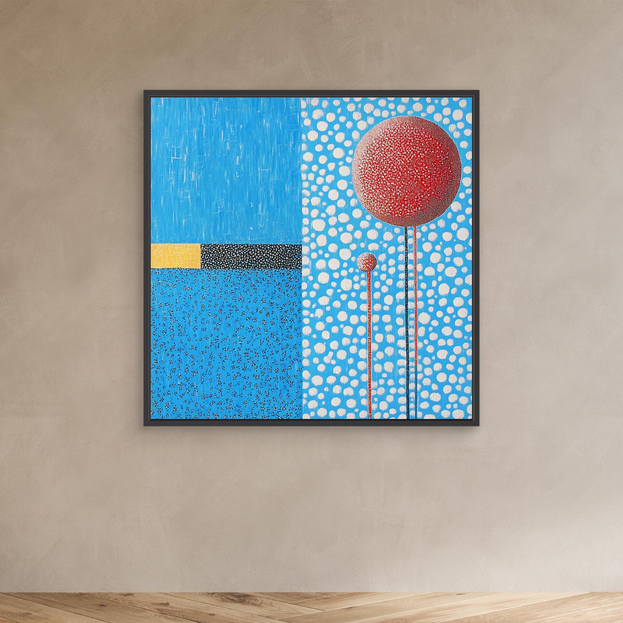 Canvas Print : Polka Sky - Blue Abstract Wall Art with Red Accents