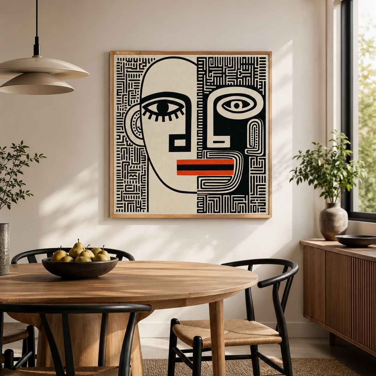 Black and White Framed Canvas Print — Cipher by Rossetti Art