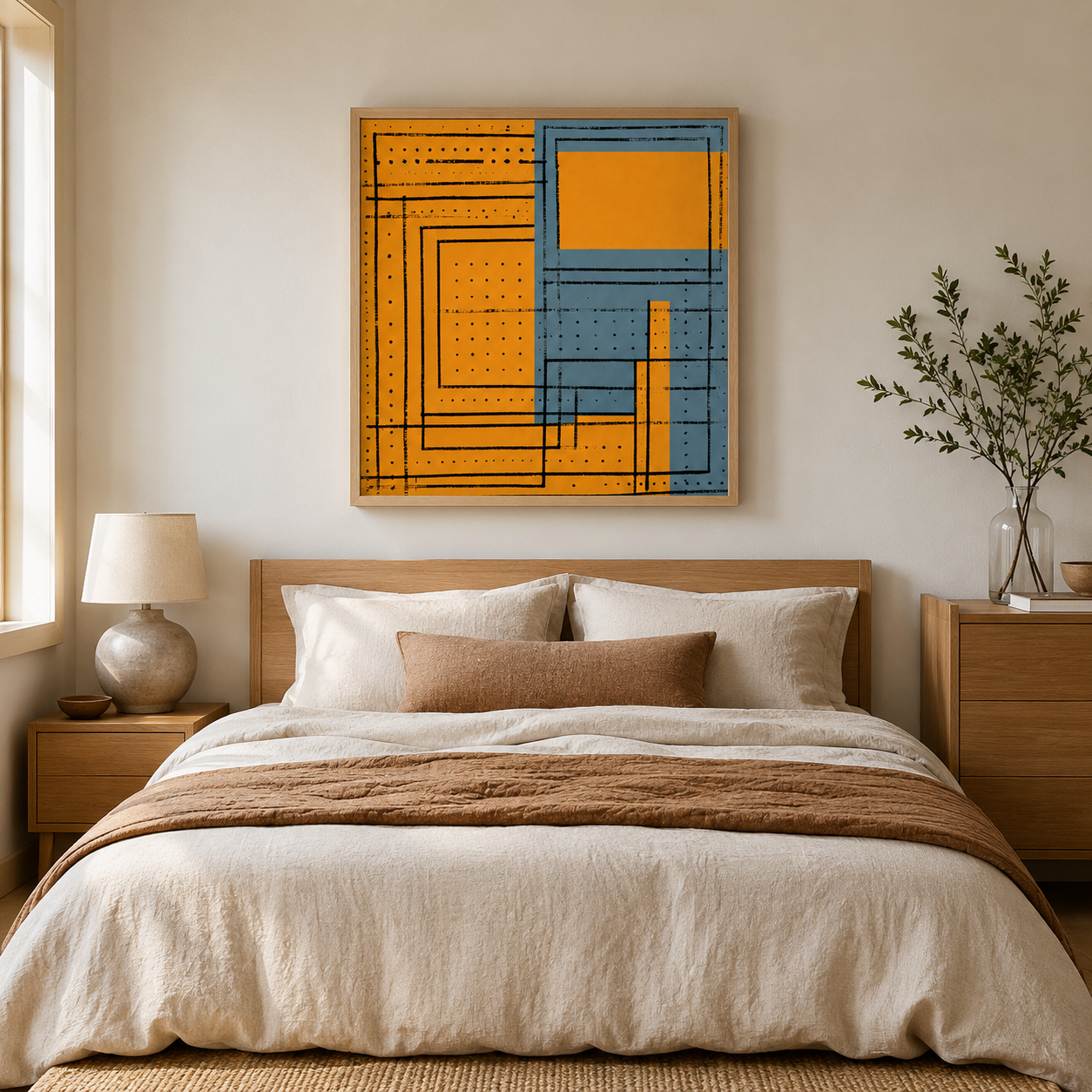 Geometric Abstract Painting Canvas Print — Blueprint by Rossetti Art