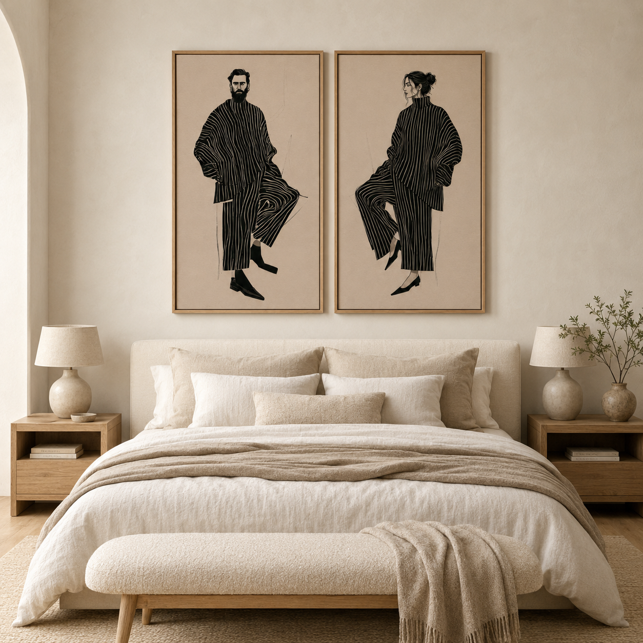 Fashion Illustration Wall Art Canvas Print Above Bed – Atelier Duo by Rossetti Art
