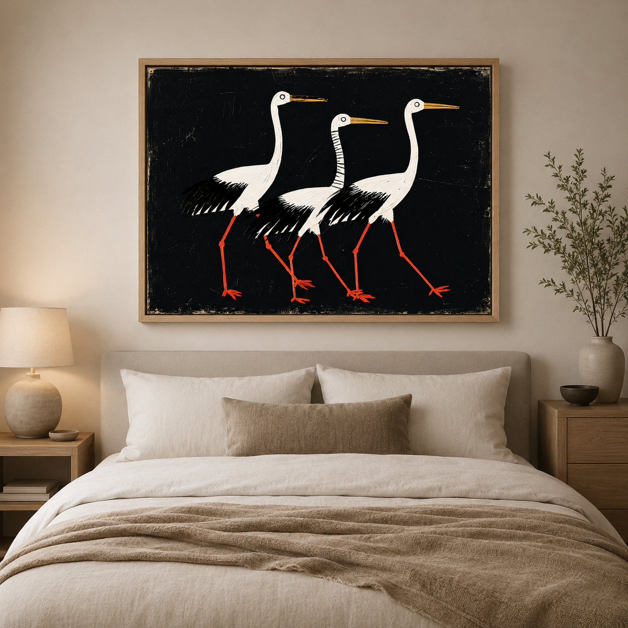 Crane Wall Art Canvas Print — Procession by Rossetti Art