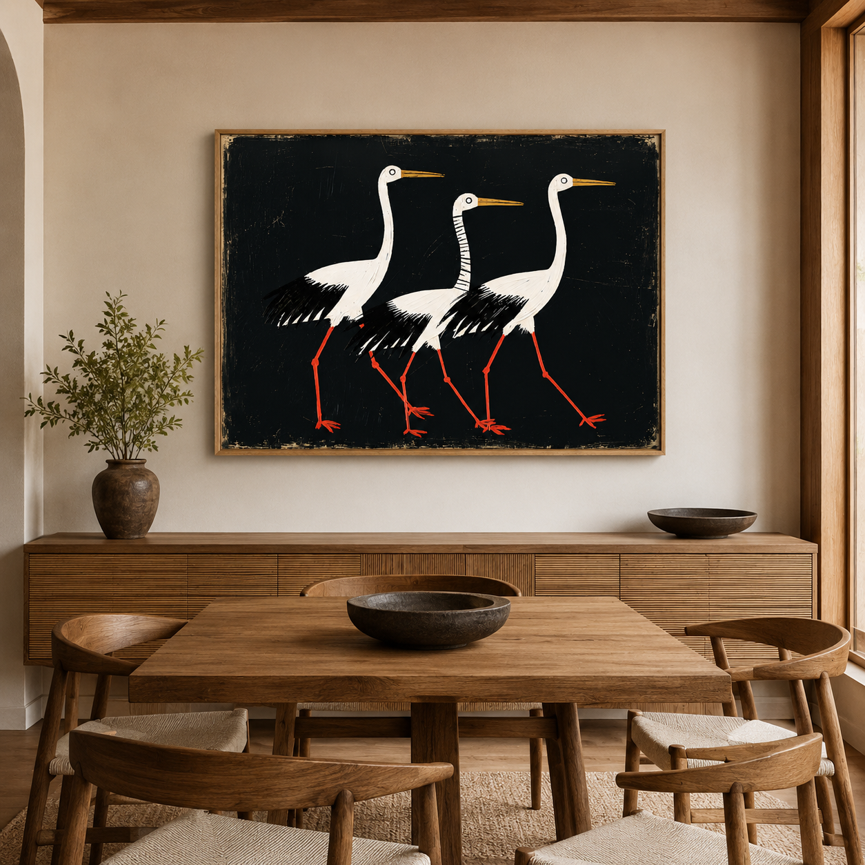 Crane Wall Art Canvas Print — Procession by Rossetti Art