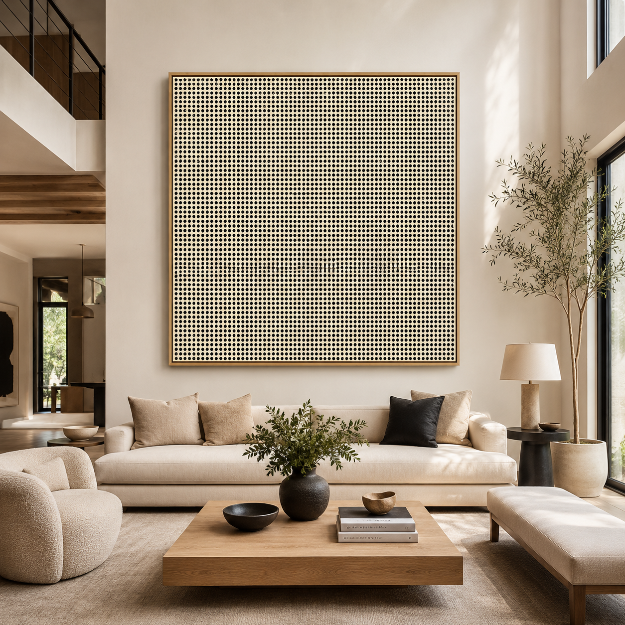 Neutral Abstract Wall Art Beige Black Canvas Print — Murmur by Rossetti Art
