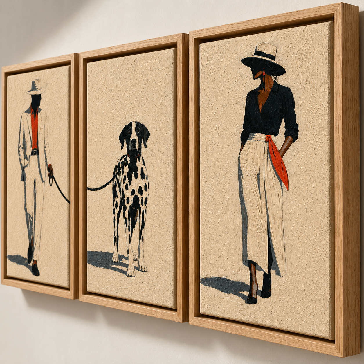 Man and Woman Canvas Art Set of 3 — The Walk by Rossetti Art