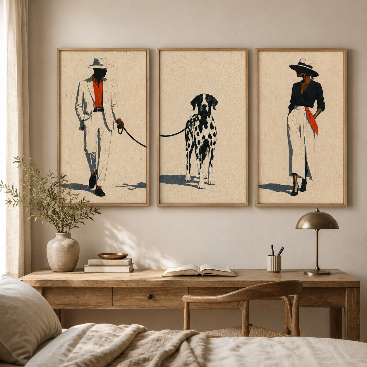 Man and Woman Canvas Art Set of 3 — The Walk by Rossetti Art