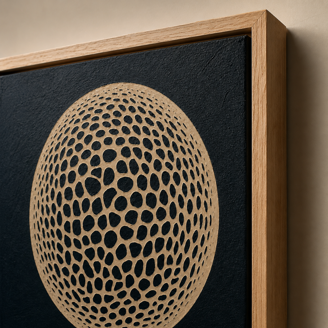 Beige Abstract Wall Art Canvas Print — Lattice Moon by Rossetti Art
