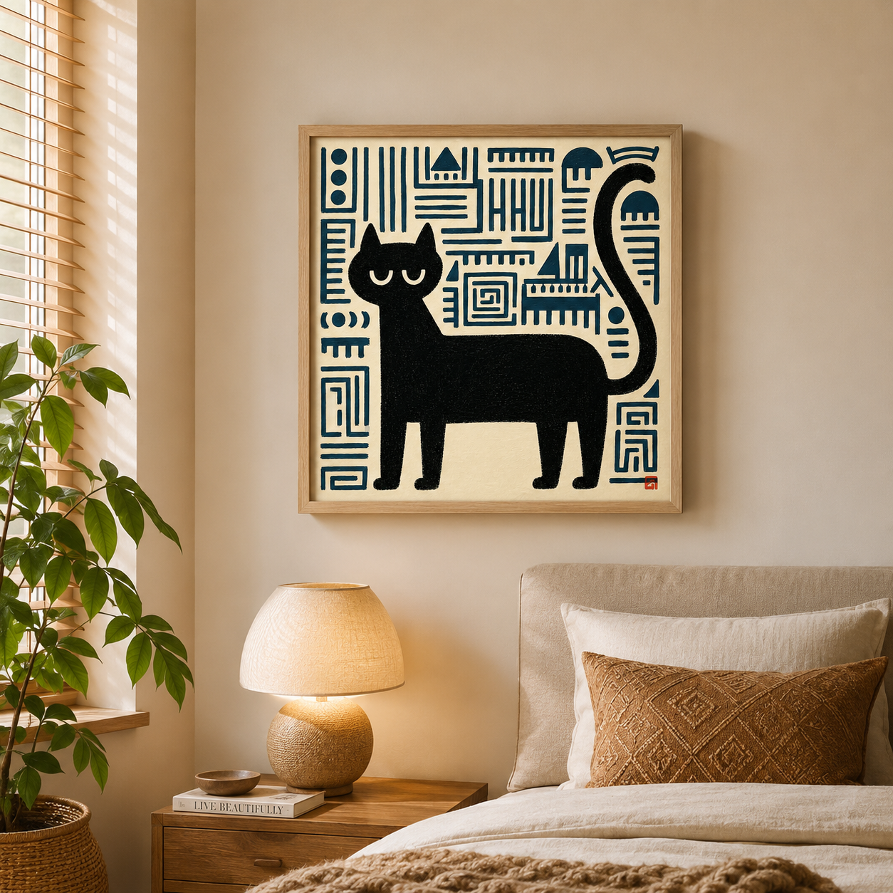Black Cat Wall Art Canvas Print — The Keeper | Rossetti Art
