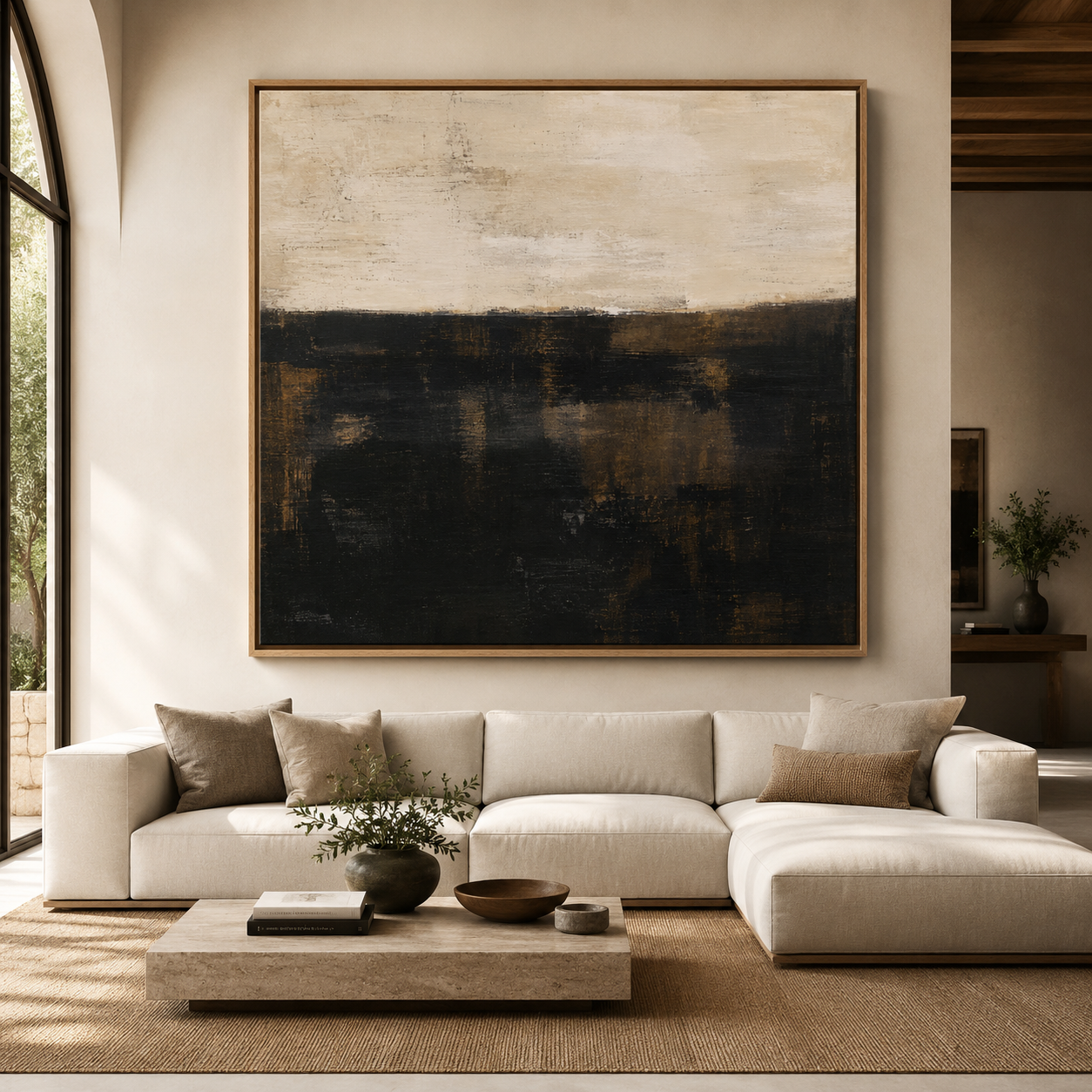 Brown Abstract Wall Art Canvas Print — Low Horizon by Rossetti Art