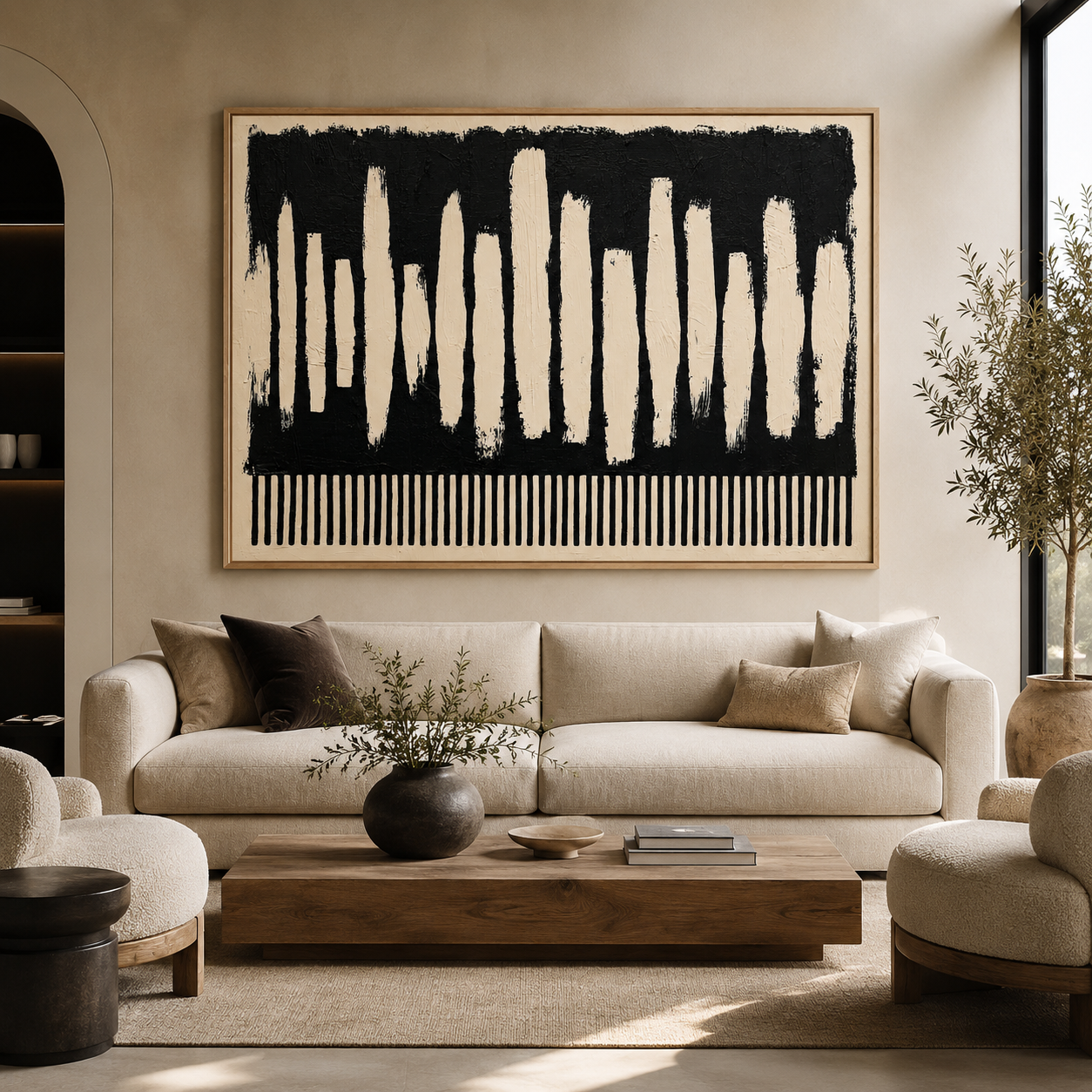 Black and White Abstract Wall Art Canvas Print — Frequency by Rossetti Art