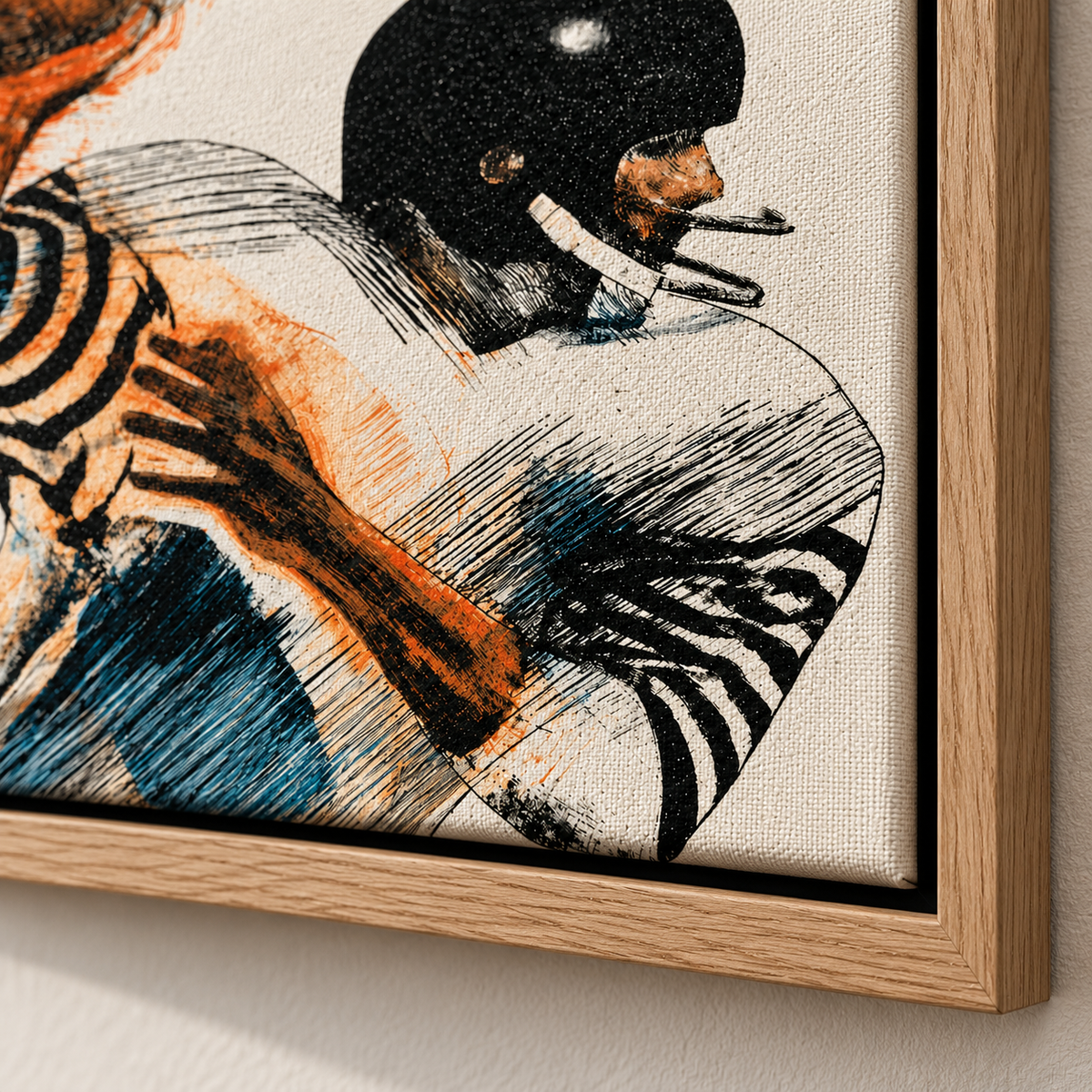 Gridiron Motion canvas print frame corner detail