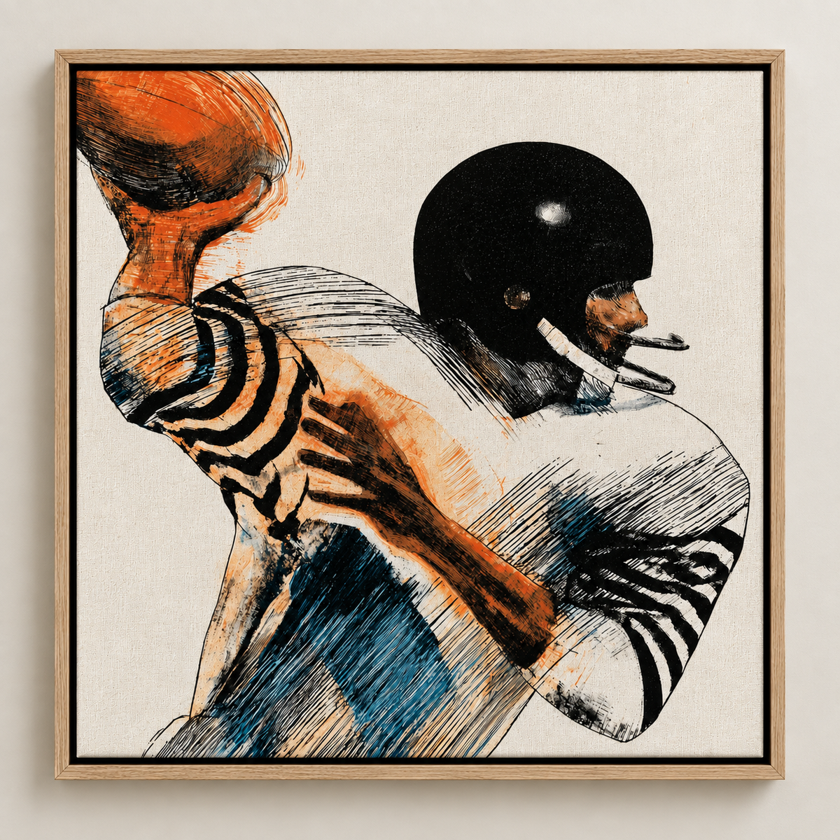 Gridiron Motion framed canvas print, full view