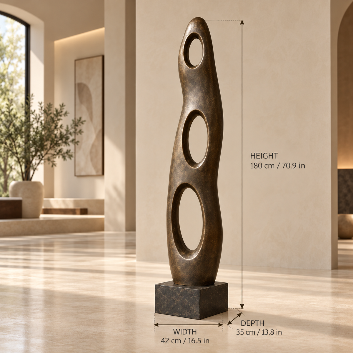 Modern Floor Sculpture - Rising Echo dimensions