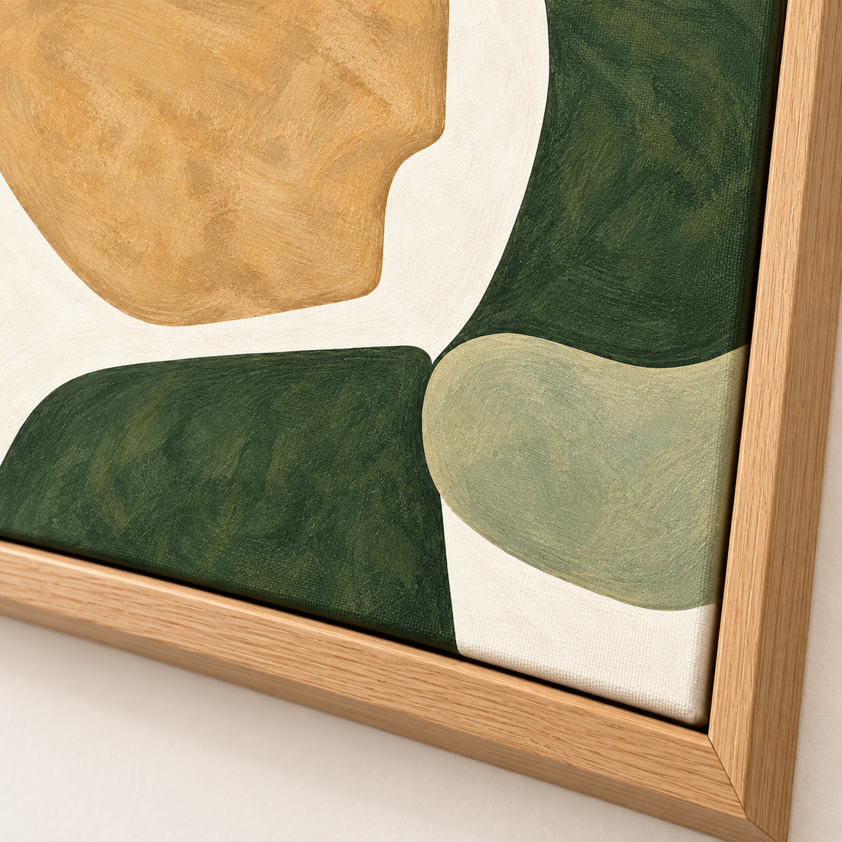 Mustard and green wall art canvas print in a bright contemporary living room – Terra Forms by Rossetti Art