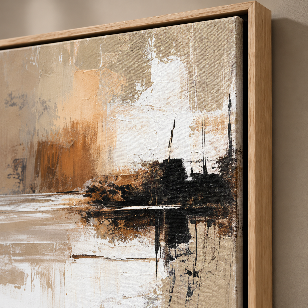 Texture detail of the Copper Reflection minimalist landscape painting