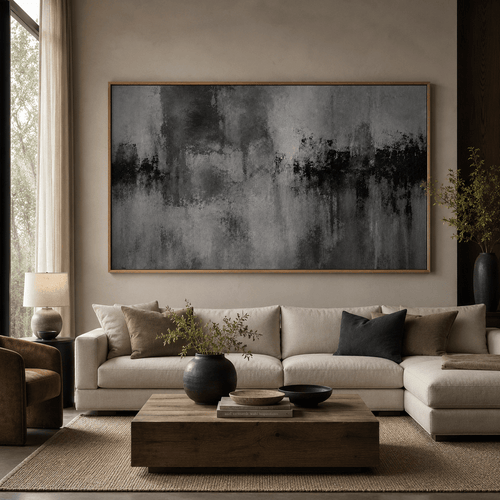Dark Grey Abstract Wall Art Canvas Print — Urban Haze by Rossetti Art