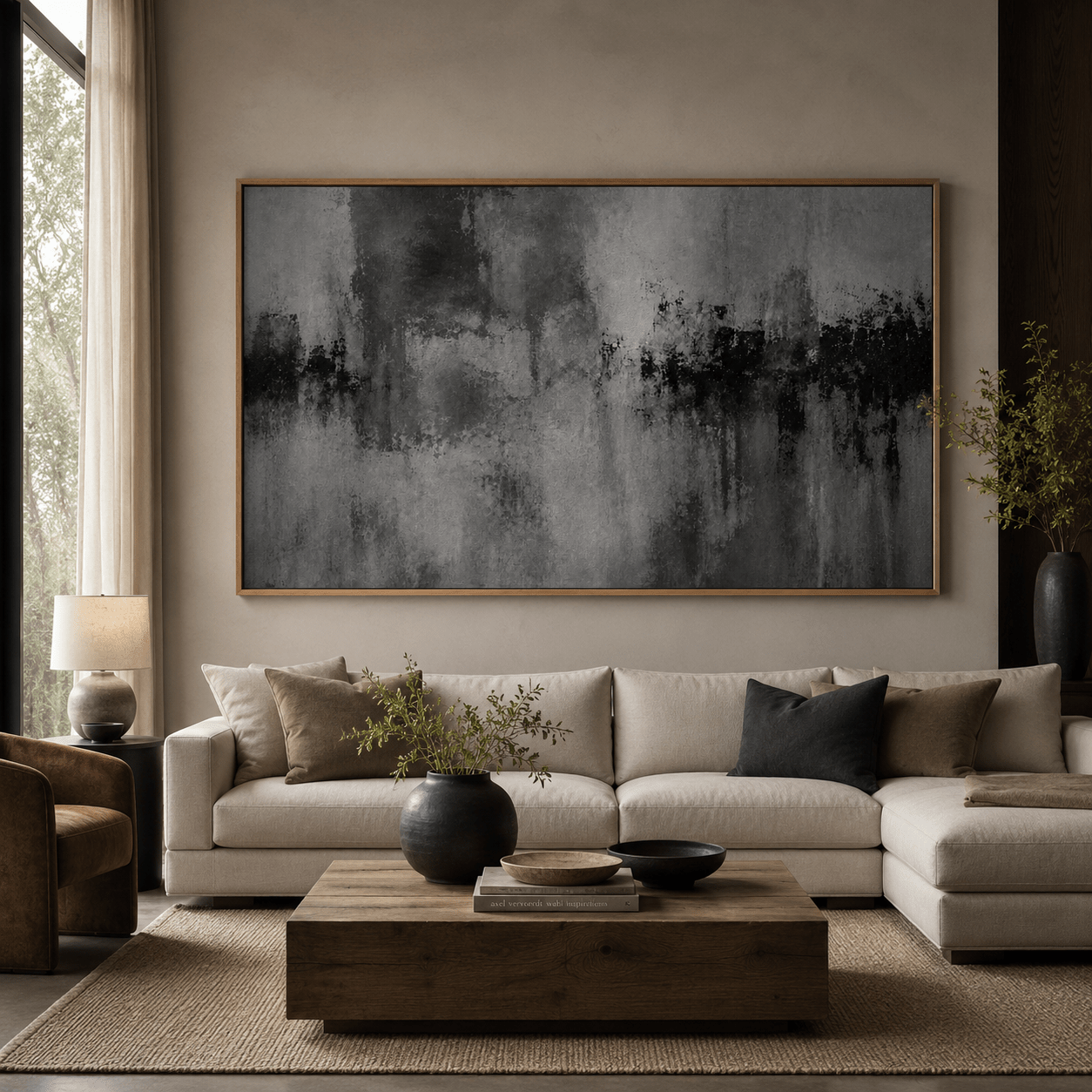 Dark Grey Abstract Wall Art Canvas Print — Urban Haze by Rossetti Art