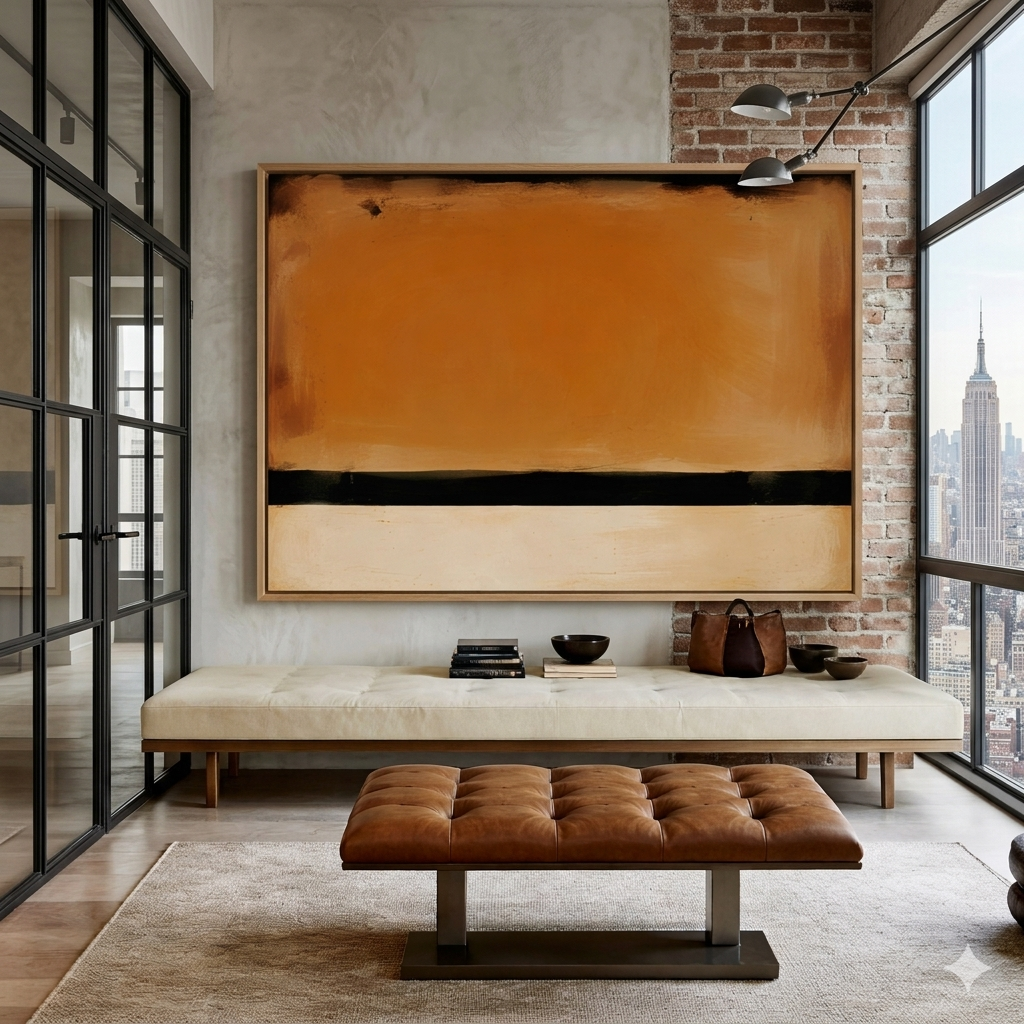 Orange Black Abstract Original Painting