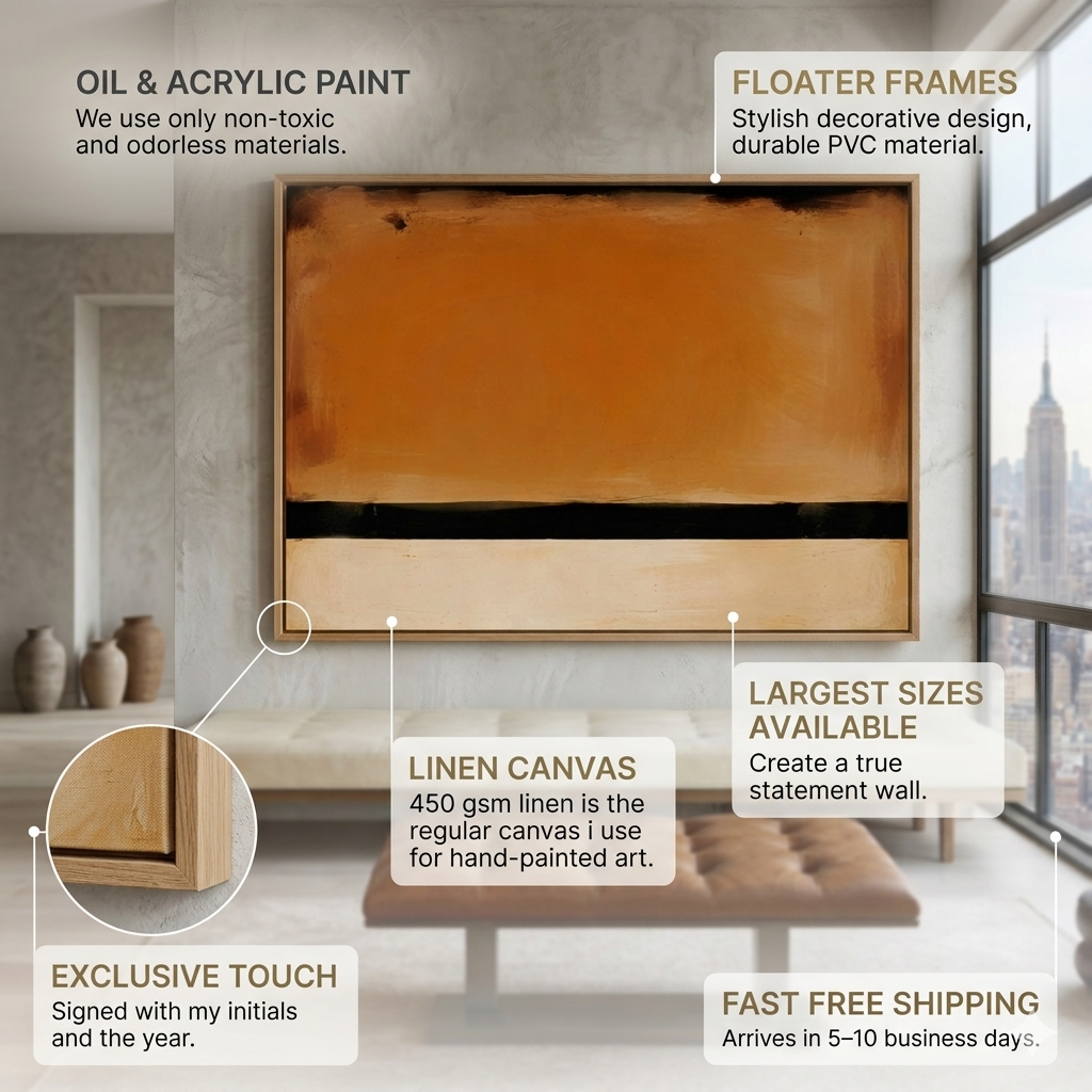 Orange Black Abstract Original Painting