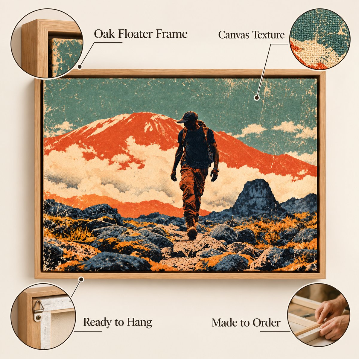 Vintage Mountain Poster Canvas Print — Summit Trail by Rossetti Art