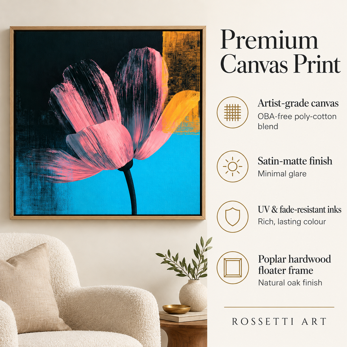 Abstract Flower Wall Art Canvas Print — Petal Strike by Rossetti Art