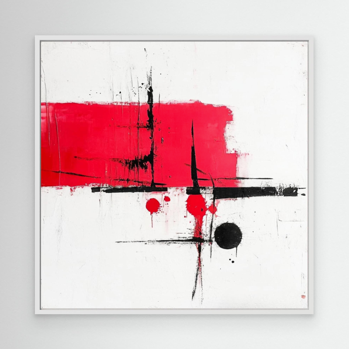 Canvas Print : "Crimson Balance" - Minimalist Abstract Wall Art