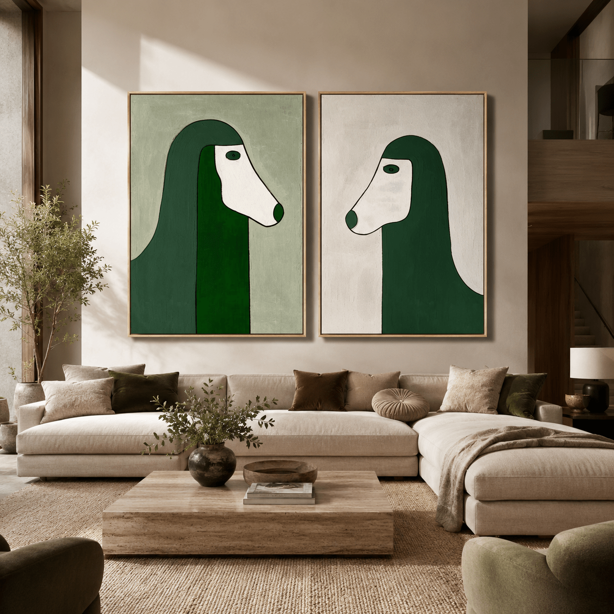 Abstract Dog Painting — Dialogue (Set of 2) | Rossetti Art