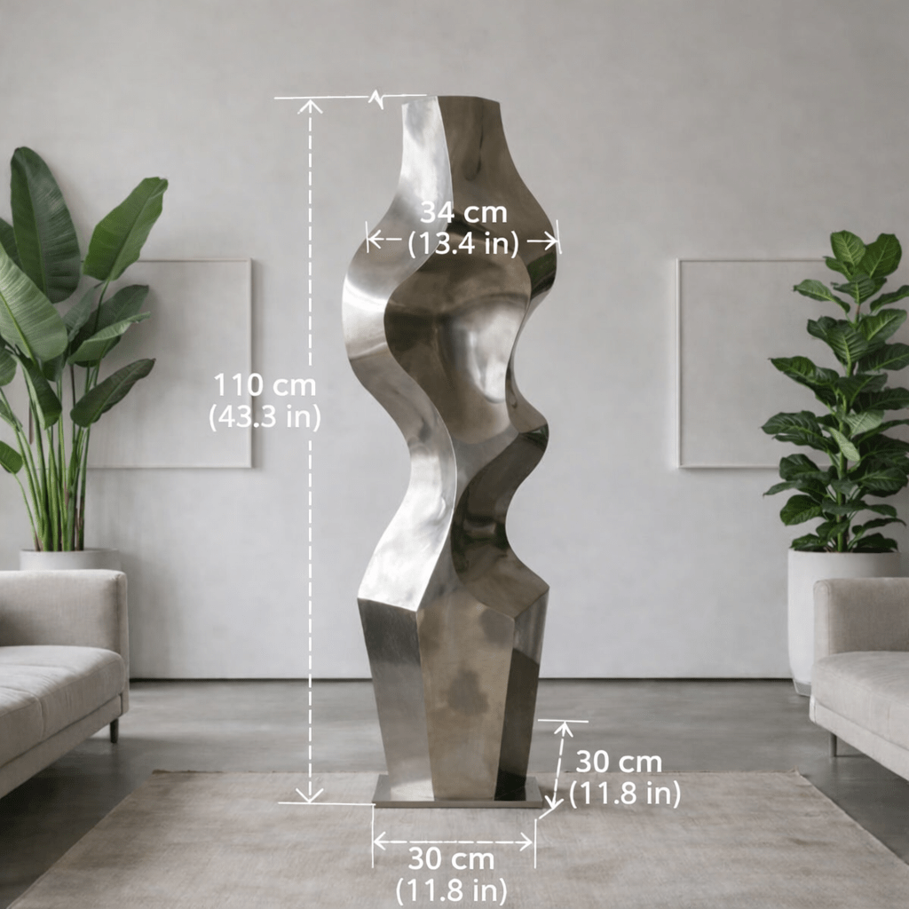 Abstract Fiberglass Sculpture in Silver | Liquid Reverie by Rossetti Art