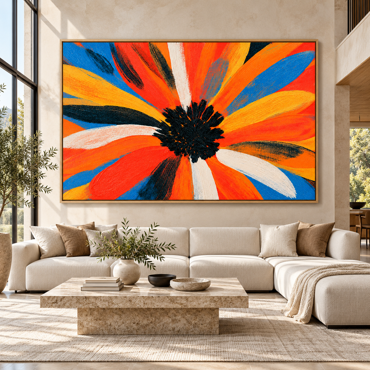 Abstract Flower Painting – Blazing Bloom by Rossetti Art