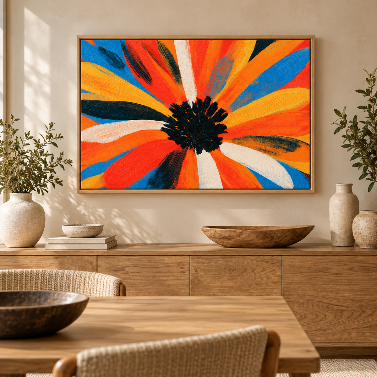 Abstract Flower Painting – Blazing Bloom by Rossetti Art