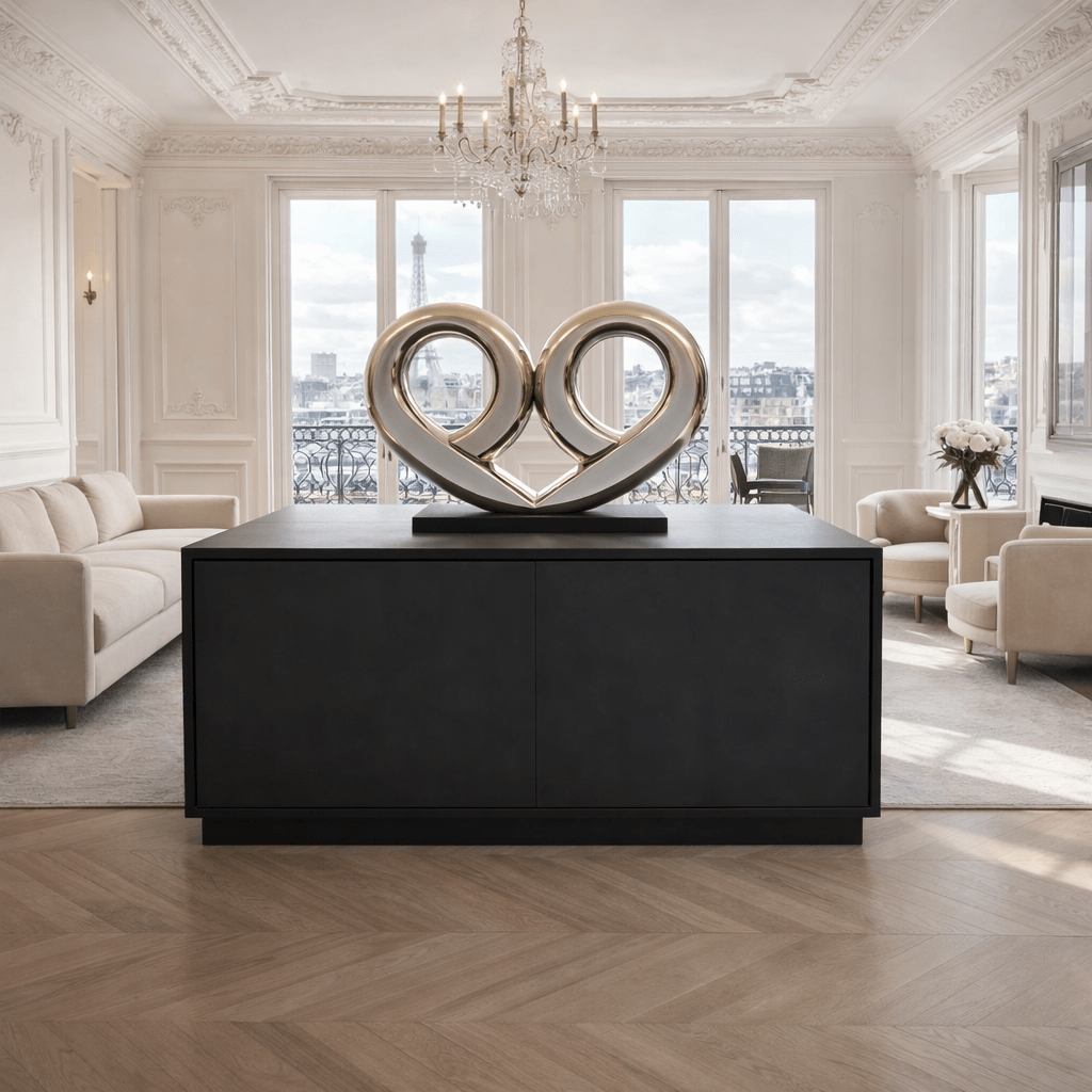 Abstract Heart Metal Sculpture | One-of-a-Kind Stainless Steel Art | Infinite Devotion