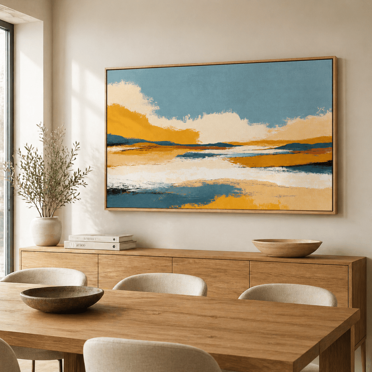 Abstract Landscape Painting — Golden Horizon by Rossetti Art
