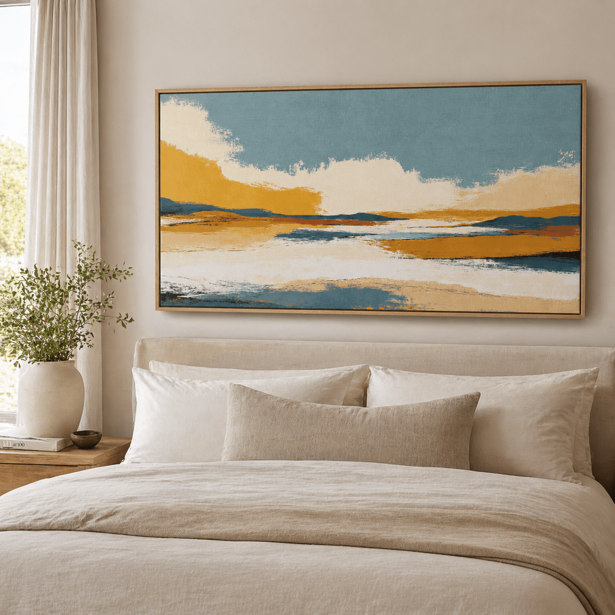 Abstract Landscape Painting — Golden Horizon by Rossetti Art