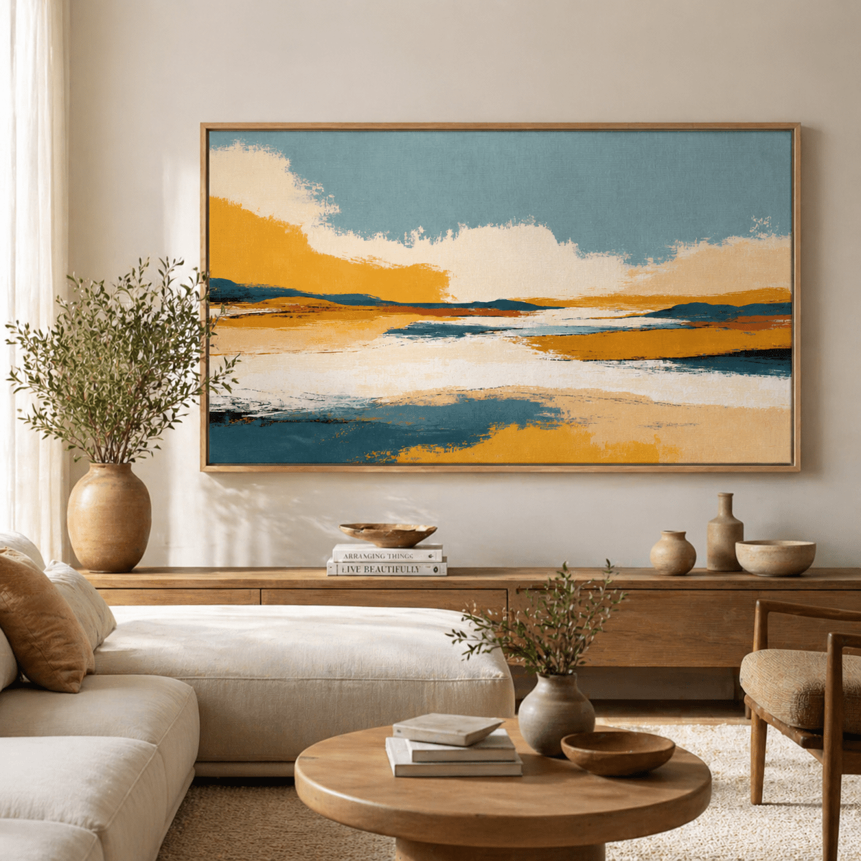 Abstract Landscape Painting — Golden Horizon by Rossetti Art