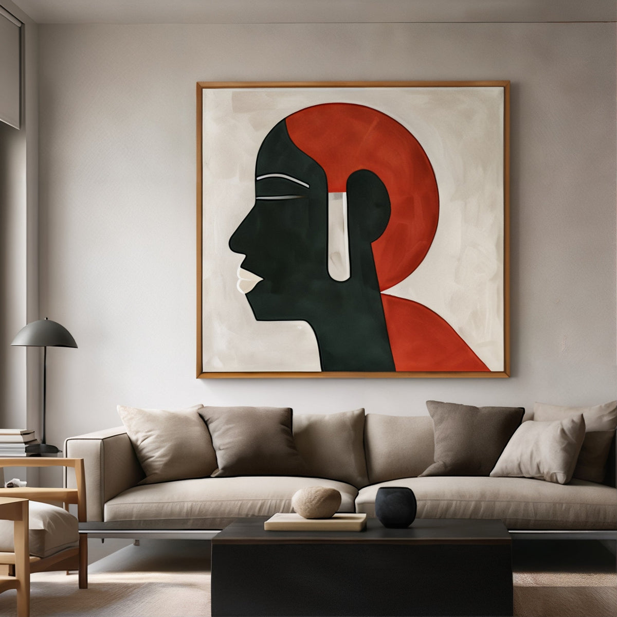 Abstract Portrait Art Print – Woman in Red