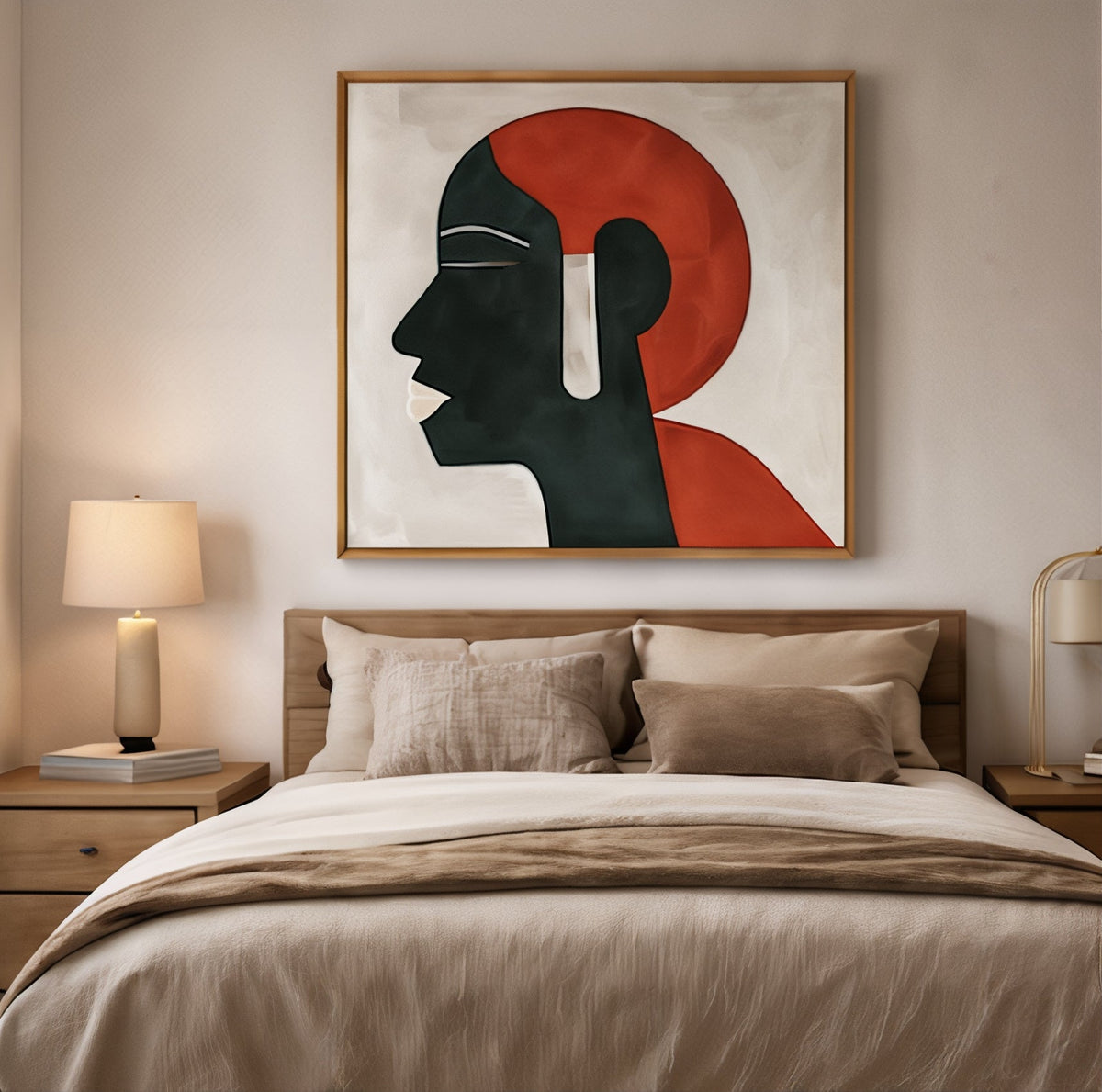 Abstract Portrait Art Print – Woman in Red